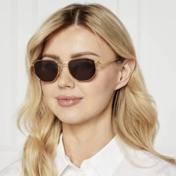 Bottega Veneta Women Sunglasses Gold Dark Brown Split Panthos BV1301S 002 NEW - Picture 11 of 17